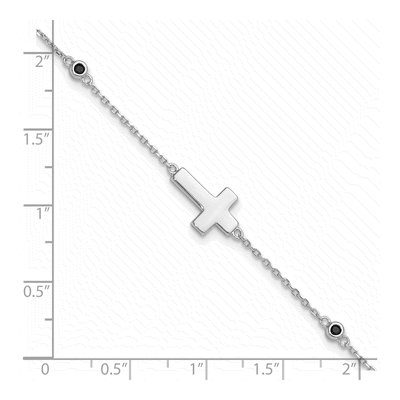 Sterling Silver Black Spinel Cross Bracelet – view 6