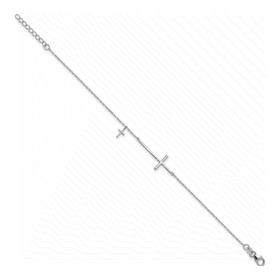 Sterling Silver Sideways Cross Bracelet – view 3