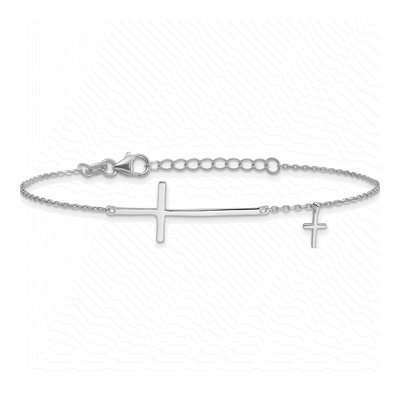 Sterling Silver Sideways Cross Bracelet – view 4