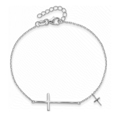 Sterling Silver Sideways Cross Bracelet – view 5