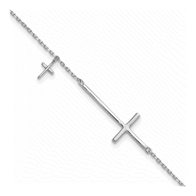 Sterling Silver Sideways Cross Bracelet