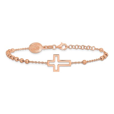 Rose Gold-Plated Sterling Silver Rosary Cross Bracelet – view 4