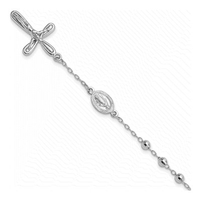 Sterling Silver Rosary Cross Bracelet