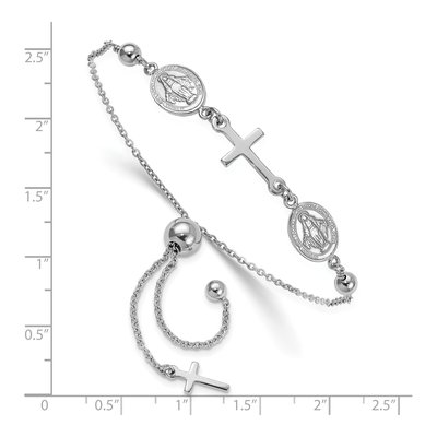 Sterling Silver Cross Medals Adjustable Bracelet – view 4