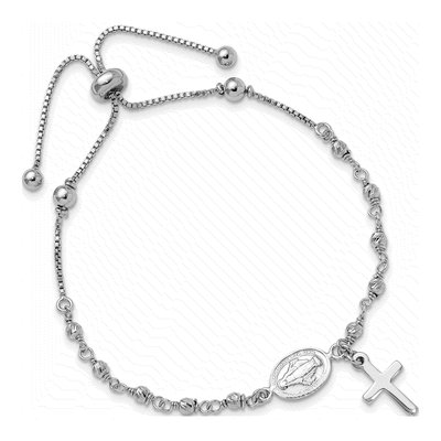 Sterling Silver Rosary Cross Dangle Bracelet – view 2