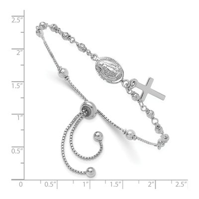 Sterling Silver Rosary Cross Dangle Bracelet – view 3