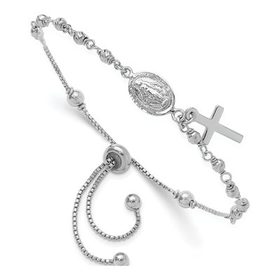 Sterling Silver Rosary Cross Dangle Bracelet