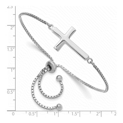 Sterling Silver Sideways Cross Adjustable Bracelet – view 4