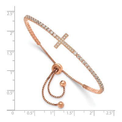 Rose Gold-Plated Sterling Silver CZ Sideways Cross Bracelet – view 4