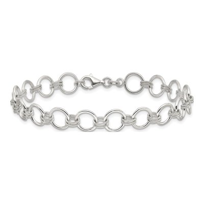 Sterling Silver 8mm Circle Link Chain Bracelet – view 4
