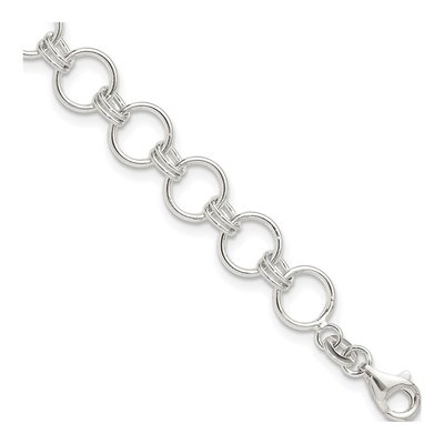 Sterling Silver 8mm Circle Link Chain Bracelet