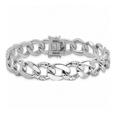 Sterling Silver Skull Curb Link Bracelet – view 4