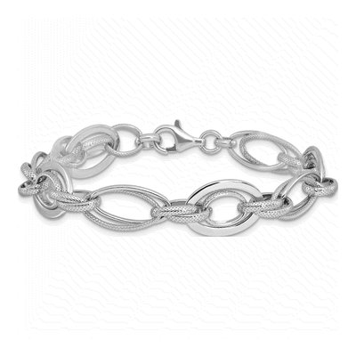 Sterling Silver Link Bracelet, 7.5in | Rhodium-Plated – view 4