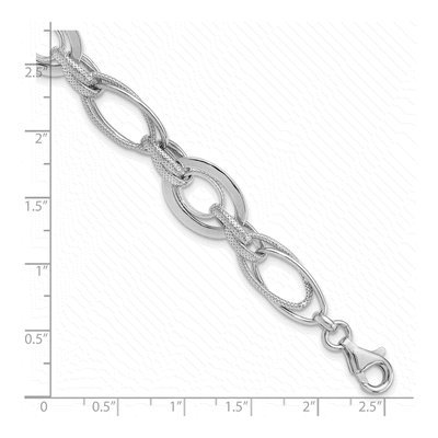 Sterling Silver Link Bracelet, 7.5in | Rhodium-Plated – view 6