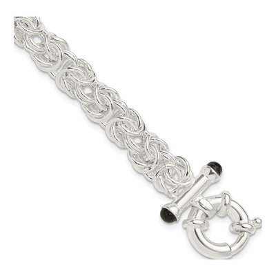 Sterling Silver Onyx Byzantine Bracelet