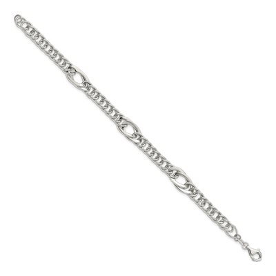 Sterling Silver 9mm Fancy Link Chain Bracelet – view 3