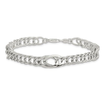 Sterling Silver 9mm Fancy Link Chain Bracelet – view 4