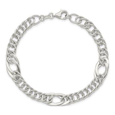Sterling Silver 9mm Fancy Link Chain Bracelet – view 5