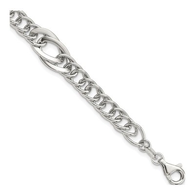 Sterling Silver 9mm Fancy Link Chain Bracelet