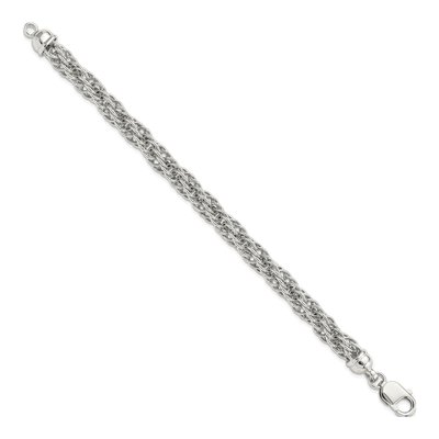 Sterling Silver 7.9mm Fancy Twisted Link Chain Bracelet – view 3