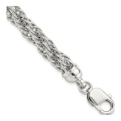 Sterling Silver 7.9mm Fancy Twisted Link Chain Bracelet