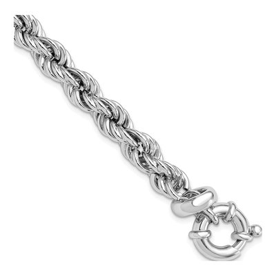 Sterling Silver 8.25mm Hollow Rope Chain Bracelet