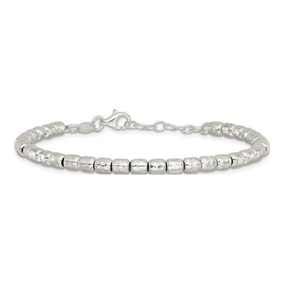Sterling Silver Hammered Beaded Bracelet – view 4