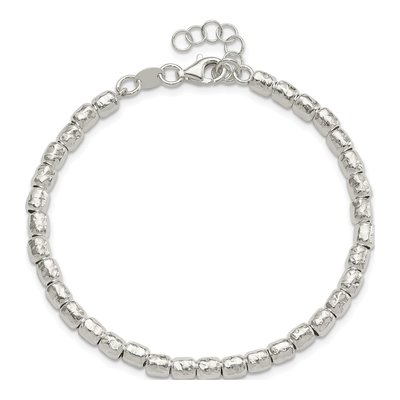 Sterling Silver Hammered Beaded Bracelet – view 5