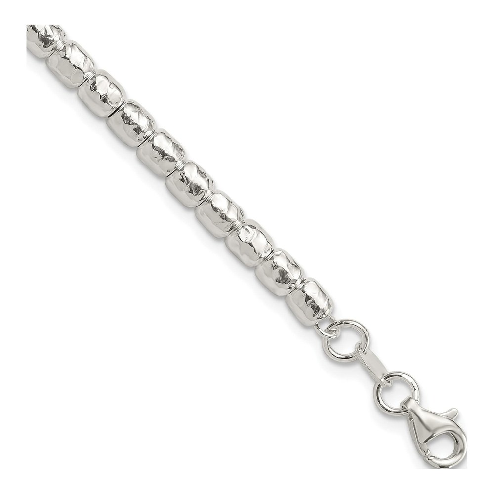 Sterling Silver Hammered Beaded Bracelet