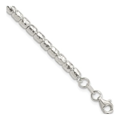 Sterling Silver Hammered Beaded Bracelet