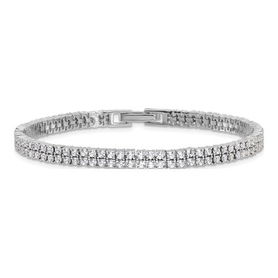 Sterling Silver CZ Double Row Tennis Bracelet – view 4