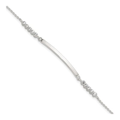 Sterling Silver CZ ID Bracelet