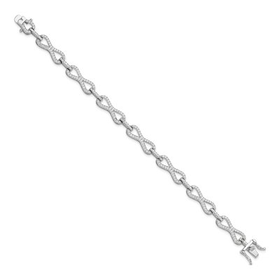 Sterling Silver CZ Infinity Link Bracelet – view 3