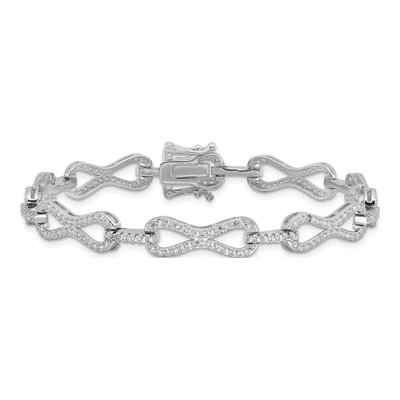 Sterling Silver CZ Infinity Link Bracelet – view 4