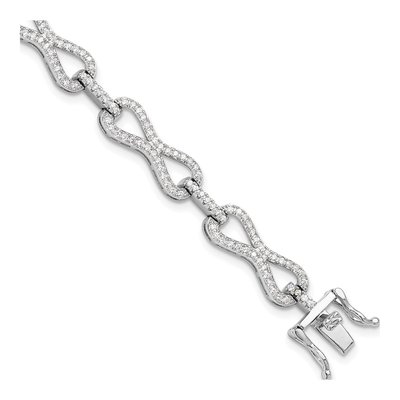 Sterling Silver CZ Infinity Link Bracelet