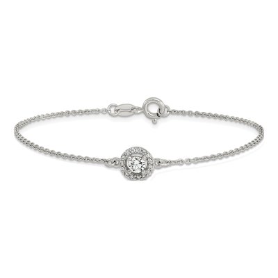 Sterling Silver CZ Halo Bracelet – view 4