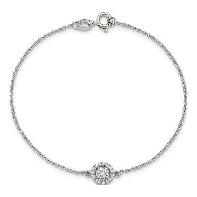 Sterling Silver CZ Halo Bracelet – view 5