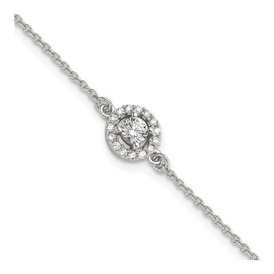 Sterling Silver CZ Halo Bracelet