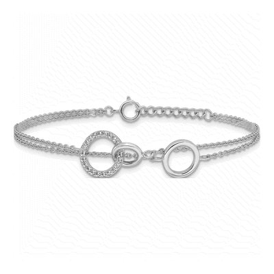 Sterling Silver CZ Double Strand Circles Bracelet – view 4