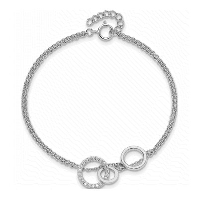 Sterling Silver CZ Double Strand Circles Bracelet – view 6