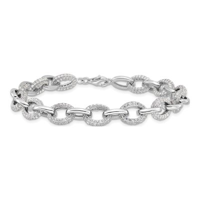 Sterling Silver CZ Rolo Bracelet – view 3