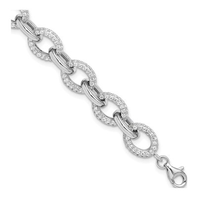 Sterling Silver CZ Rolo Bracelet