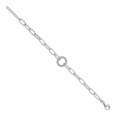 Sterling Silver CZ Paperclip Circle Bracelet – view 3