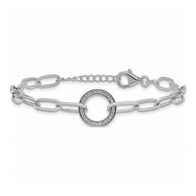 Sterling Silver CZ Paperclip Circle Bracelet – view 4