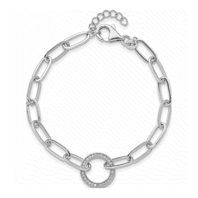 Sterling Silver CZ Paperclip Circle Bracelet – view 5
