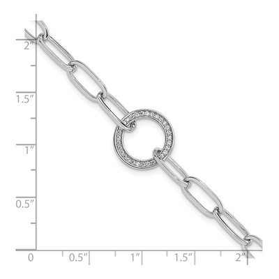 Sterling Silver CZ Paperclip Circle Bracelet – view 6