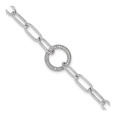 Sterling Silver CZ Paperclip Circle Bracelet