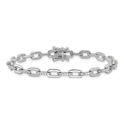 Sterling Silver CZ Link Bracelet – view 4