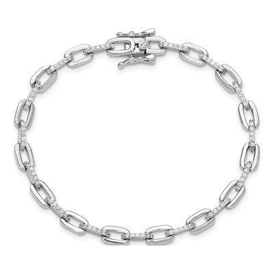Sterling Silver CZ Link Bracelet – view 5