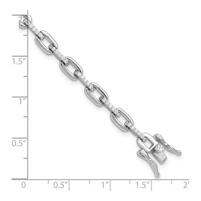 Sterling Silver CZ Link Bracelet – view 6